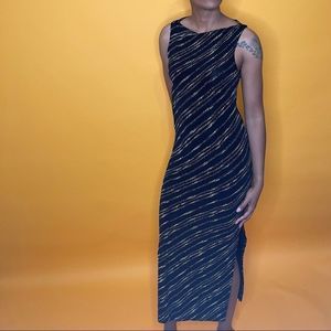 Vintage 90s fitted maxi dress with slit sz sm
